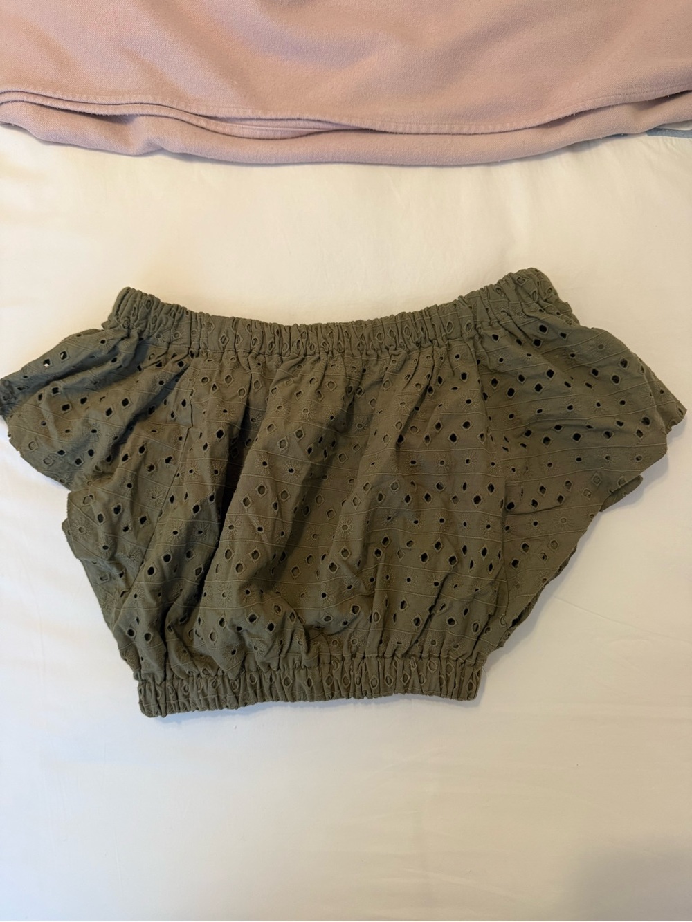 By Together Olive Green Eyelet Off-Shoulder Top